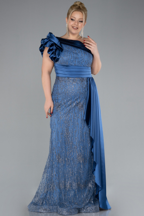 Robe De Fiançailles Grande Taille Longue Indigo ABU4060