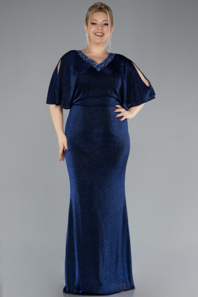 Robe de Soirée Grande Taille Longue Bleu Marine ABU3743