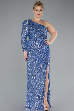 Robe De Fiançailles Grande Taille Longue Indigo ABU4404