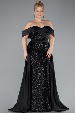 Robe de Soirée Grande Taille Longue Noir ABU4516