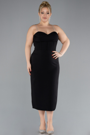 Robe De Invitation Grande Taille Midi Noir ABK2178