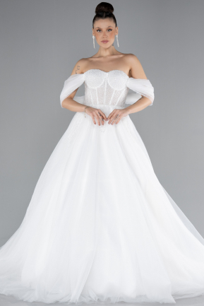 Robe de Mariée Grande Taillev Longue Blanc ABU4530