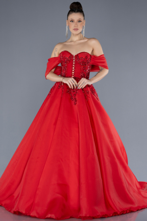 Robes De Soirée Grande Taille Longue Rouge ABU4554