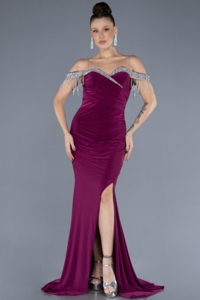 Robe de Soirée Longue Prune ABU4553