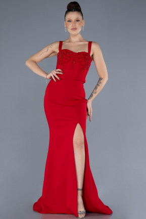 Robe de Soirée Longue Rouge ABU3345