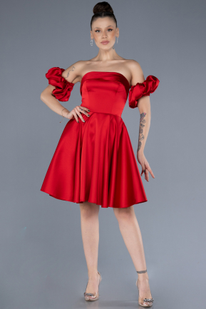 Robe de Cérémonie Courte Satin Rouge ABK2215