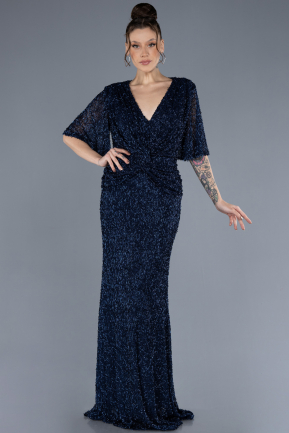 Robe De Soirée Grande Taille Longue Bleu Marine ABU4542