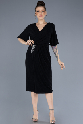 Robe De Invitation Grande Taille Midi Noir ABK2224