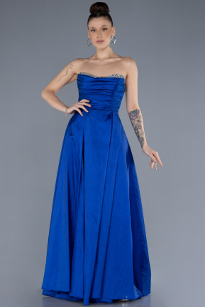 Robe de Soirée Longue Bleu Saxe ABU4579