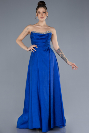 Robe de Soirée Longue Bleu Saxe ABU4579