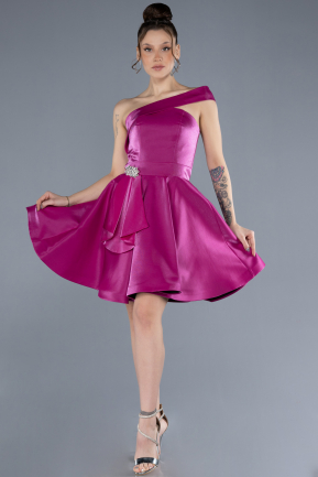 Robe de Cérémonie Courte Satin Fushia ABK2237