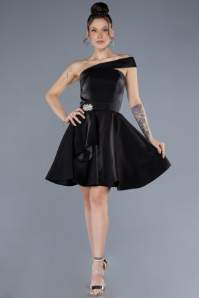 Robe de Cérémonie Courte Satin Noir ABK2237