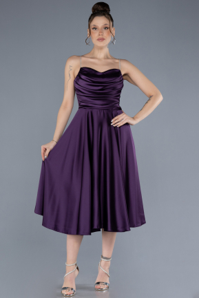 Robe de Cérémonie Midi Satin Violet ABK2240