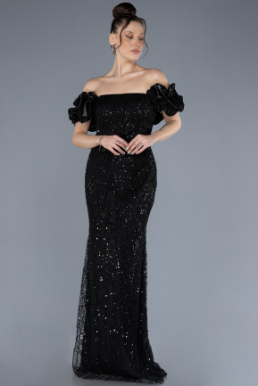 Robe De Fiançailles Grande Taille Longue Pierreux Noir ABU4618