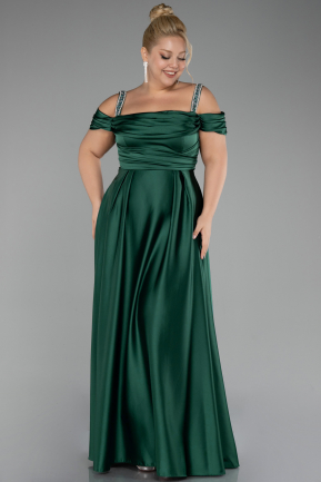 Robe de Soirée Grande Taille Longue Satin Vert ABU3277