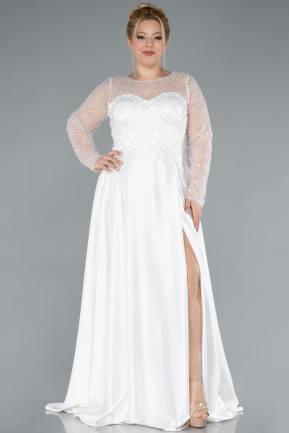 Robe De Mariée Grande Taille Longue Satin Blanc ABU4639