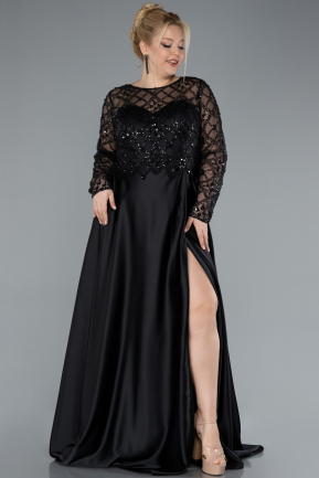 Robe De Mariée Grande Taille Longue Satin Noir ABU4639