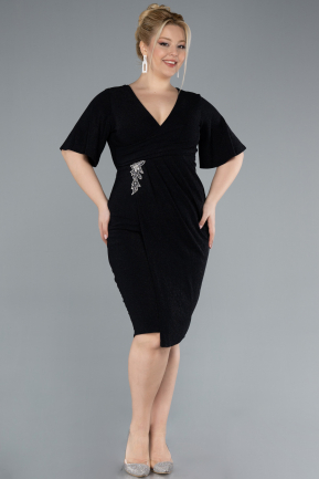 Robe De Invitation Grande Taille Midi Noir ABK2224