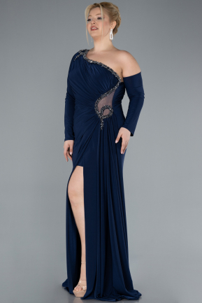 Robe De Soirée Grande Taille Longue Bleu Marine ABU4617