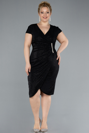 Robe De Invitation Grande Taille Courte Noir ABK2231