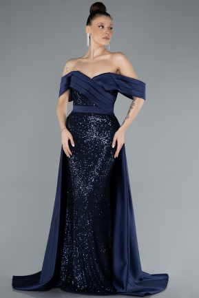 Robe de Soirée Longue Bleu Marine ABU4661