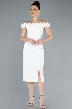 Robe de Cérémonie Midi Blanc ABK2248