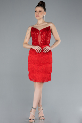 Robe de Cérémonie Courte Rouge ABK2253