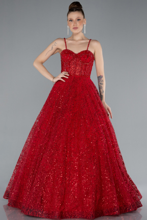 Robe de Soirée Longue Rouge ABU3839