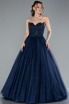 Robe de Soirée Longue Bleu Marine ABU4689