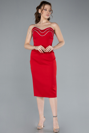 Robe de Cérémonie Midi Rouge ABK2262