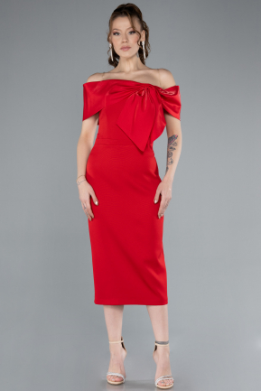 Robe De Soirée Midi Rouge ABK2263