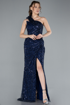 Robe de Soirée Longue Bleu Marine ABU4694