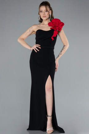 Robe de Soirée Longue Noir-Rouge ABU4695