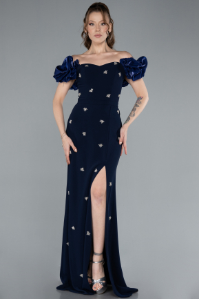 Robe de Soirée Longue Bleu Marine ABU4696