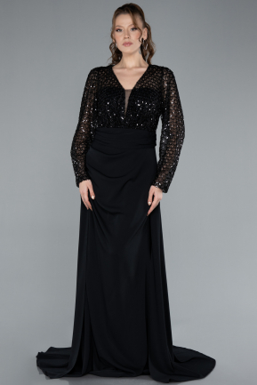 Robe de Soirée Grande Taille Longue Noir ABU4711