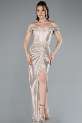 Robe de Soirée Longue Beige ABU4712