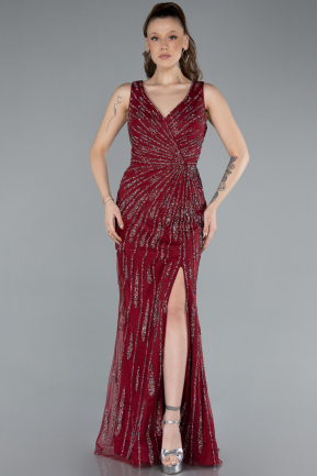 Robe De Soirée Grande Taille Longue Rouge Bordeaux ABU4717