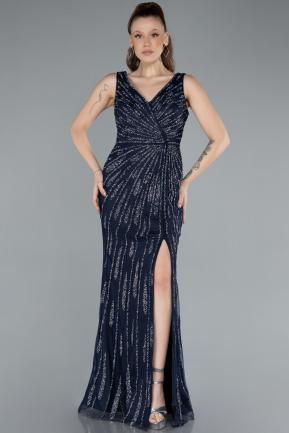 Robe De Soirée Grande Taille Longue Bleu Marine ABU4717