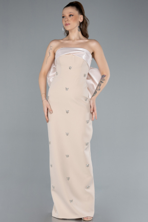 Robe de Soirée Longue Beige ABU4716