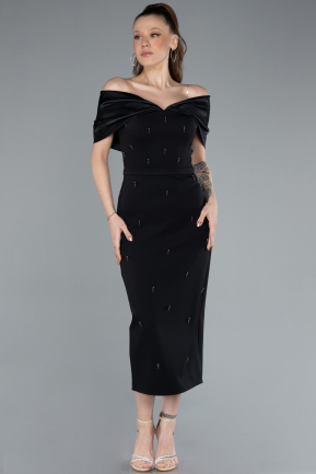 Robe de Cérémonie Midi Noir ABK2279