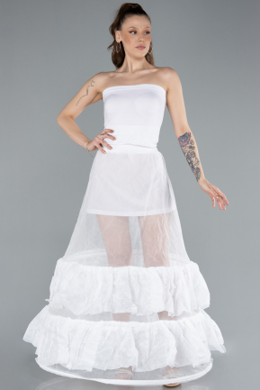 Model De Soirée De Soirée En Tarlatan Blanc ABN00F3