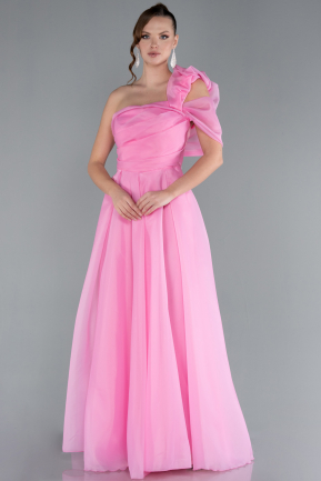 Robe de Soirée Longue Rose ABU4727