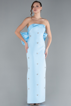 Robe de Soirée Longue Bleu clair ABU4716