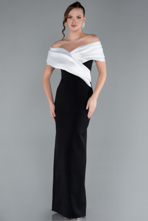 Robe de Soirée Longue Noir-Blanc ABU4731