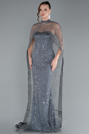 Robe De Soirée Longue Anthracite ABU4517