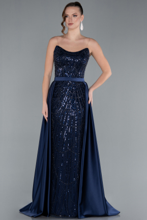 Robe de Soirée Longue Bleu Marine ABU4745