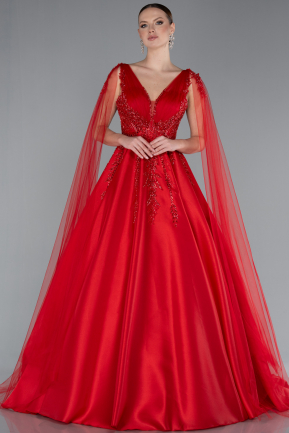 Robe De Fiançailles Design Personnalisé Longue Rouge ABU4432