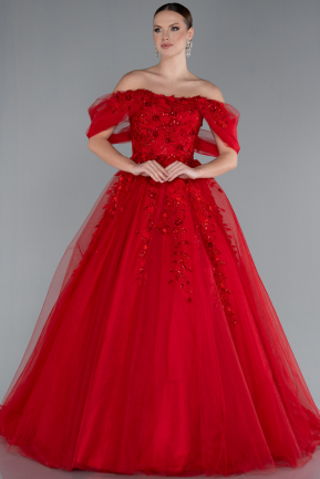 Robe De Soirée De Créateur Longue Rouge ABU4720