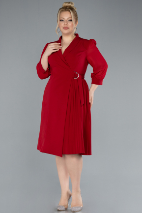 Robe de Soirée Grande Taille Midi Rouge ABK2283