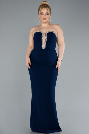 Robe De Mariée Grande Taille Longue Bleu Marine ABU4688